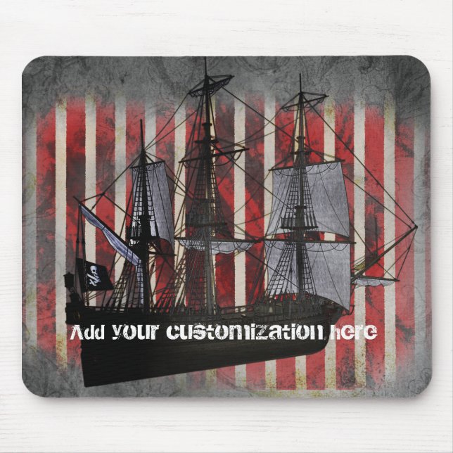 Mousepad Pirata de Navio Pirata Pão Legal de Mouse, Pad Pad (Frente)