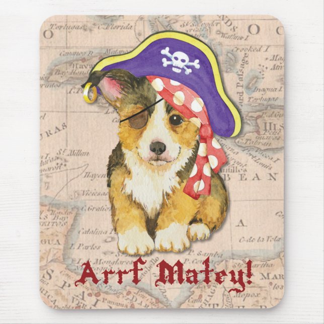 Mousepad Pirata do Corgi de Galês do Pembroke (Frente)