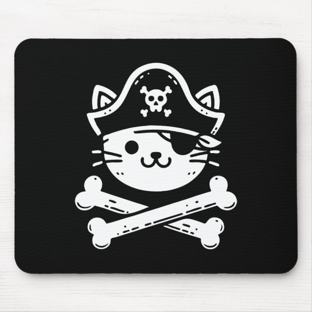 Mousepad Pirata Gato Crossbones Gato Gato-Penteado Gato Gat (Frente)