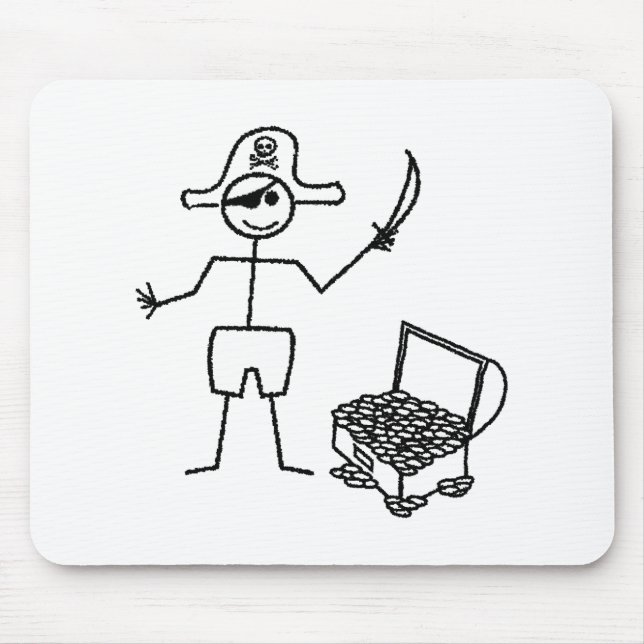 Mousepad Pirata Stickman Com Treasure Chest (Frente)