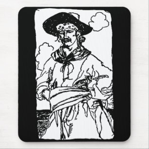 Mousepad Piratas Antigos Esboço de um Capitão por Howard Py