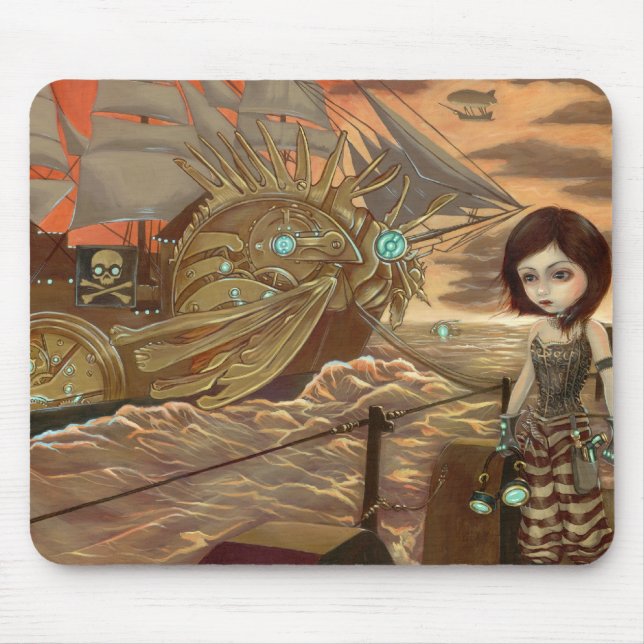 Mousepad Piratas de Steampunk:  Por do sol marítimo (Frente)