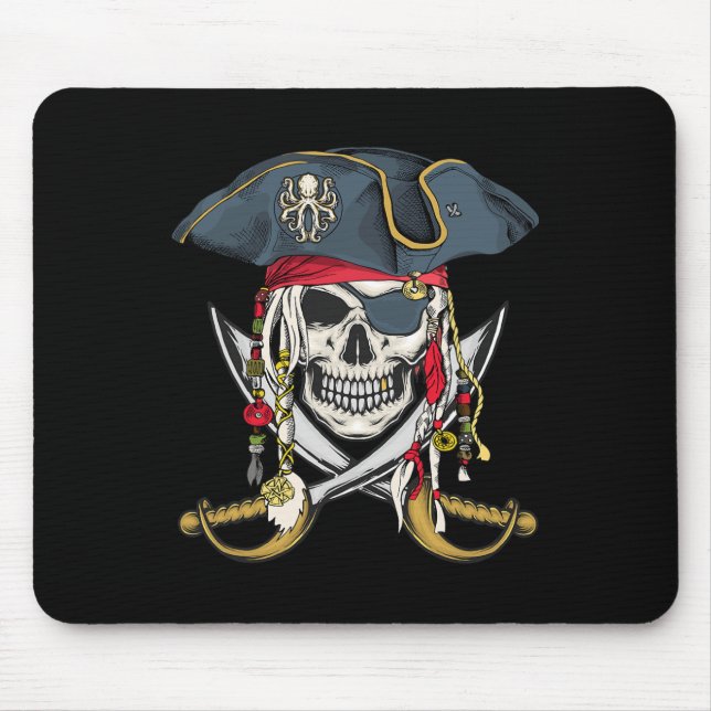 Mousepad Pirate Skull Halloween Meninas Meninas Crianças Ad (Frente)