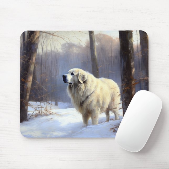 Mousepad Pirenéus excelentes Deixam-na nevar no Natal (Com mouse)