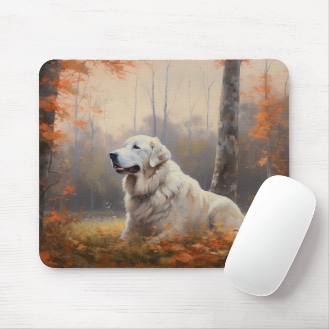 Mousepad Pirenéus excelentes nas Folhas do outono caem insp (Com mouse)