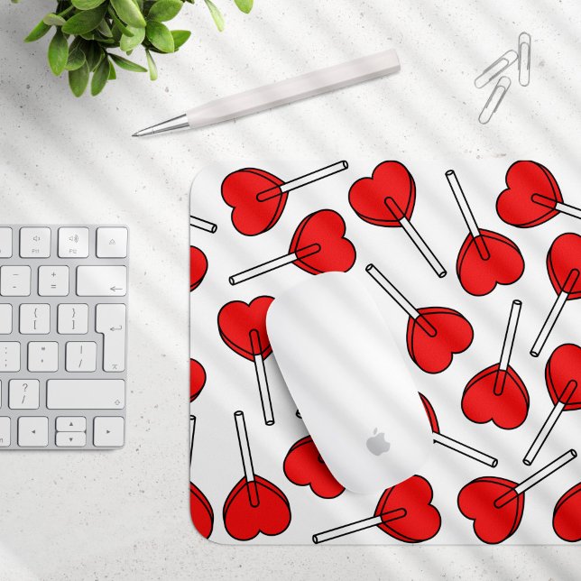 Mousepad Pirulitos Vermelhos, Pirulitos em Forma de Coração (Criador carregado)