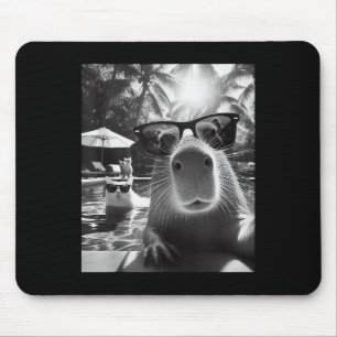 Mousepad Piscina De Nadação Funny Animal Capybara Selfie Co