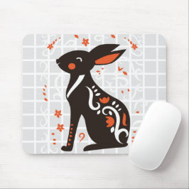 Mousepad Piso de Rato em Grade de Coelho de Arte Popular Pr