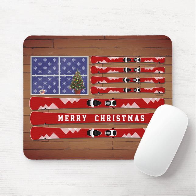 Mousepad Pistas de Natal e Bandeira do Snow USA (Com mouse)