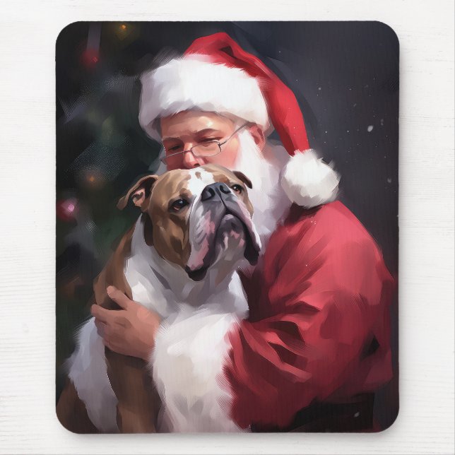 Mousepad Pitbull com Papai Noel Natal Festivo (Frente)