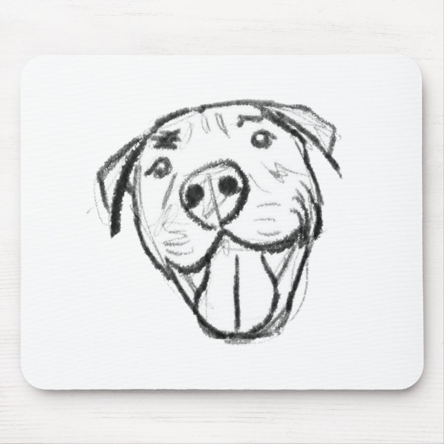 Mousepad pitbull desenhando simples cão amante branco preto (Frente)