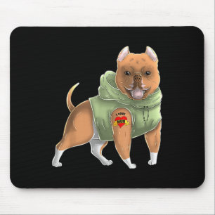 Mousepad Pitbull Eu Amo Mamãe Tatuagem Camiseta de cão Mães
