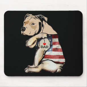 Mousepad Pitbull Eu Amo Pai Tatuagem Dia dos Pais 