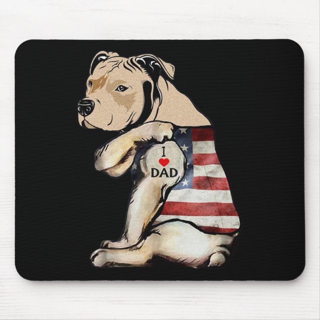 Mousepad Pitbull Eu Amo Pai Tatuagem Dia dos Pais  (Frente)