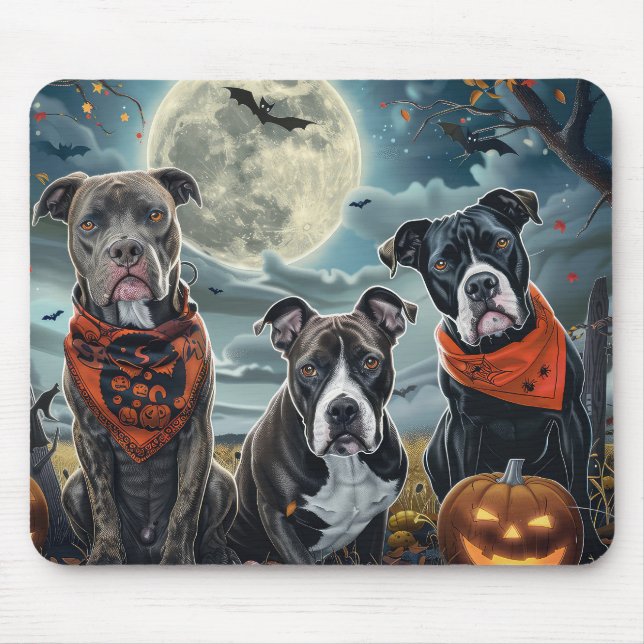 Mousepad Pitbull Halloween Spooky (Frente)