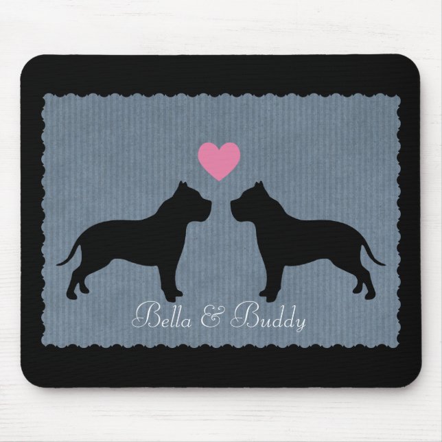 Mousepad Pitbull Love Silhouette (Frente)