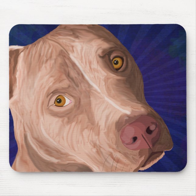 Mousepad Pitbull vermelho do nariz com um fundo azul (Frente)