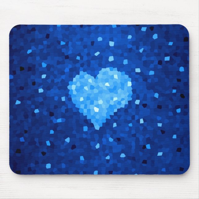 Mousepad Pixel Art Blue Heart Retro Gamer Love (Frente)