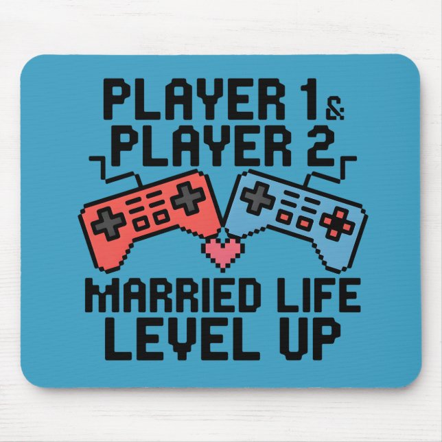 Mousepad Pixel Gaming Couple Level Up Design (Frente)