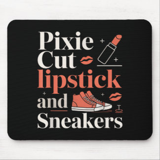 Mousepad Pixie cut lipstick and sneakers short hair style 