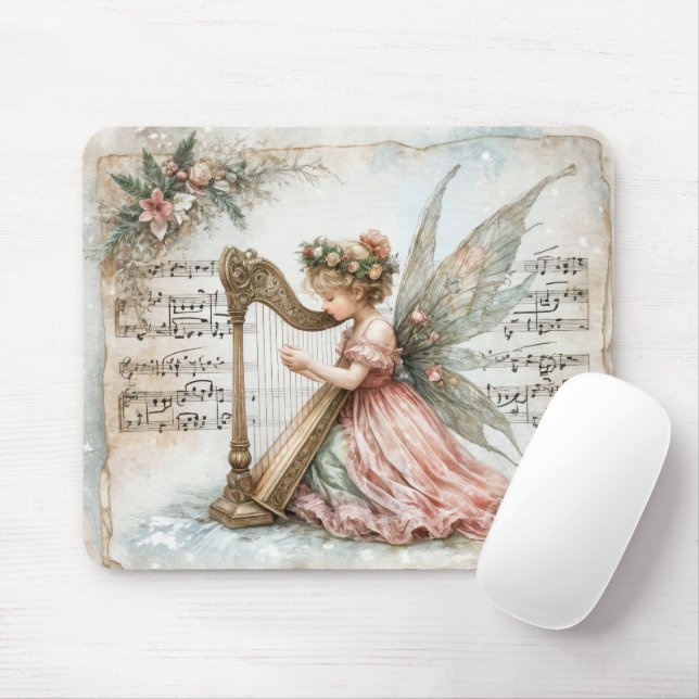 Mousepad Pixie Fairy Brincando um Harp (Com mouse)