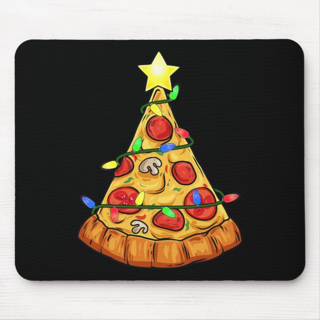 Mousepad Pizza Árvore de Natal Luzes Diversas Rapazes Crian (Frente)