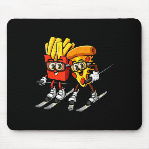 Mousepad Pizza batata frita esqui engraçado esquiador fast