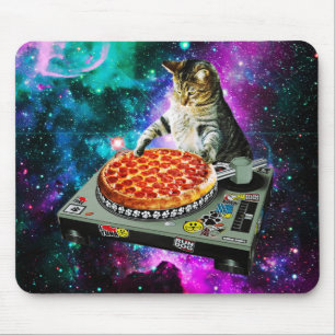 Mousepad pizza de gato dj espacial