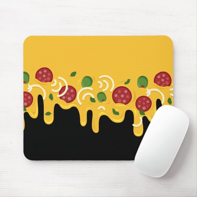 Mousepad Pizza de Queijo Derretido Divertida Retro Keto Fes (Com mouse)