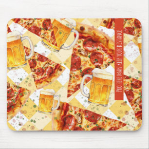 Mousepad Pizza e cerveja - Pró aqui, homem, mantenha a dist