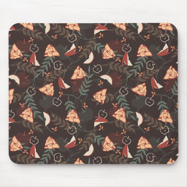 Mousepad Pizza Floral de Apple Preto (Frente)