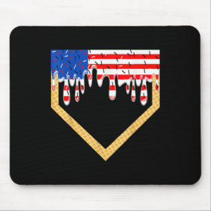 Mousepad Placa Base de Beisebol Drip Meninos Sorvete Bandei