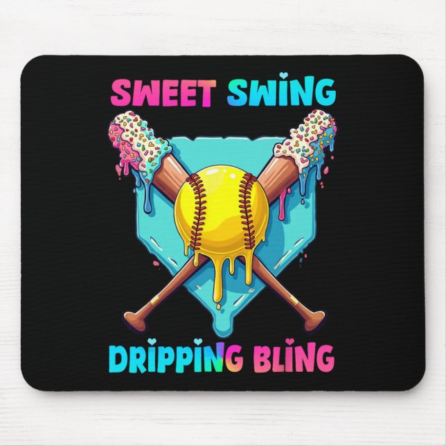 Mousepad Placa de Casa de Softbol Drip Para Meninas Meninos (Frente)