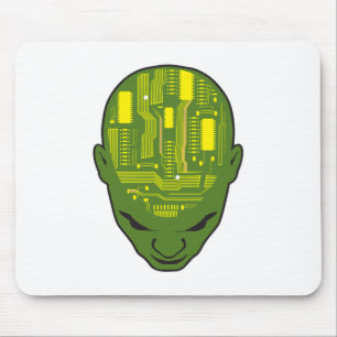 Mousepad placa de circuito impresso cérebro cabeça amarelo