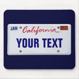 Mousepad Placa de licença da Califórnia (personalizável)