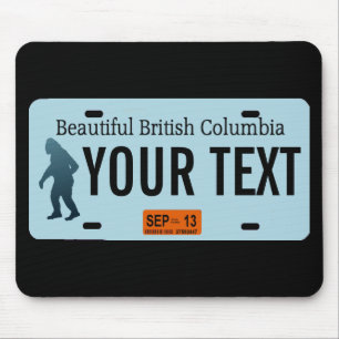 Mousepad Placa de Licença Sasquatch da Colúmbia Britânica