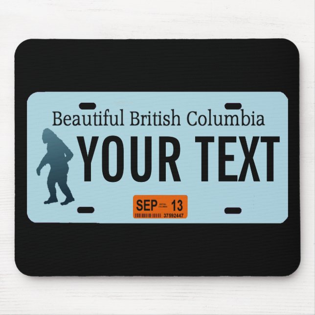 Mousepad Placa de Licença Sasquatch da Colúmbia Britânica (Frente)