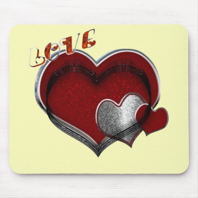 Mousepad Placa de Mouse Amarelo Coração (Frente)
