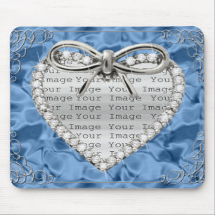 Mousepad Placa de Mouse Azul com Quadro de Coração Diaman