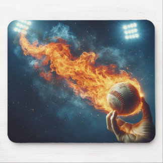 Mousepad Placa de Mouse Baseball Flaming