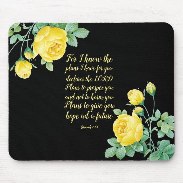 Mousepad Placa de Mouse com Escritura Floral Elegante 29:11 (Frente)