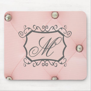Mousepad Placa de Mouse com Monograma, Tinado, Rosa-Rosa-Gl