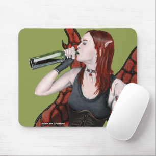 Mousepad Placa de Mouse de Arte Fantasia de Bebendo de Fada