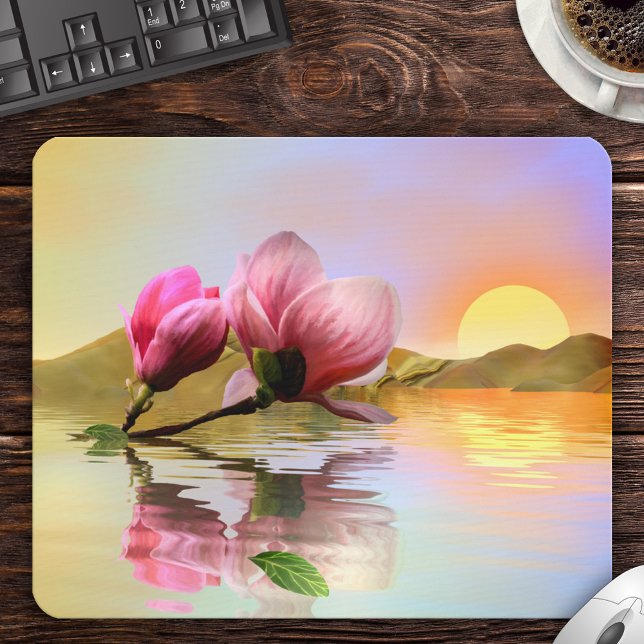 Mousepad Placa de Mouse de Arte Fina Flutuante de Magnolia  (Criador carregado)