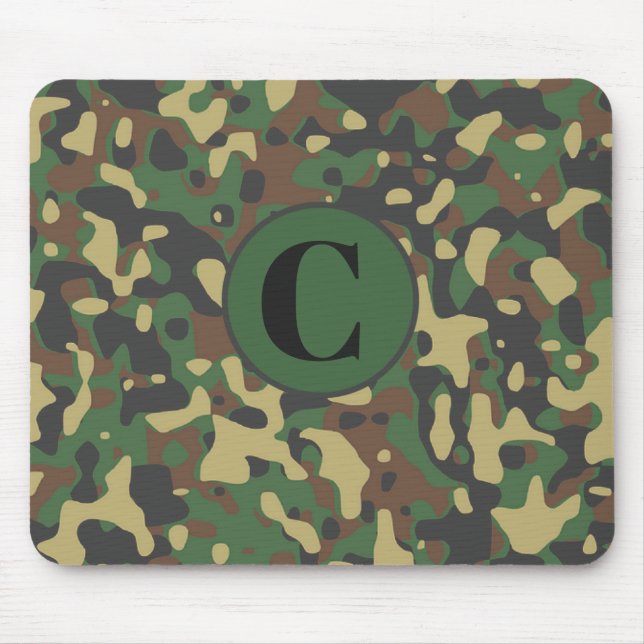 Mousepad Placa de Mouse de Camuflagem do Exército Monograma (Frente)