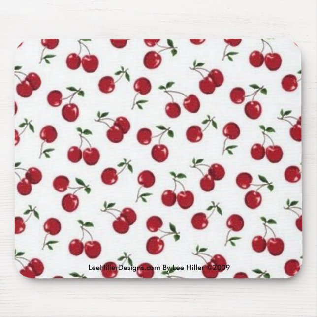 Mousepad Placa de Mouse de Cerejas Vermelhas Rockabilly (Frente)