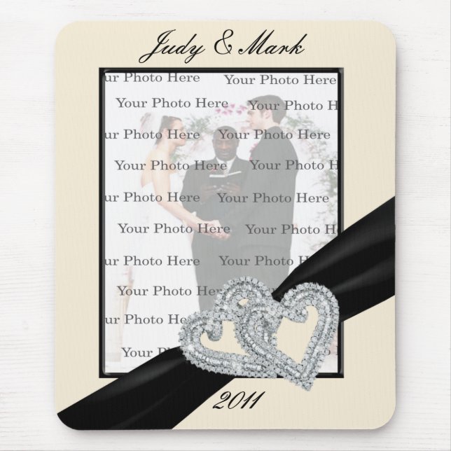 Mousepad Placa de Mouse de Fita Preta de Diamante Elegante (Frente)