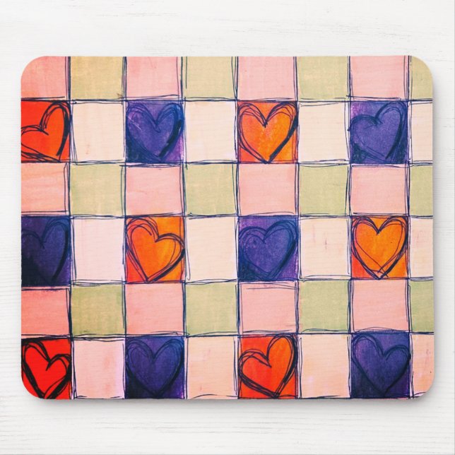 Mousepad Placa de Mouse de Gingham, cor verde-roxa, (Frente)