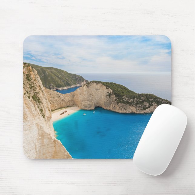 Mousepad Placa de Mouse de Grécia Navagio Beach - Costeira  (Com mouse)