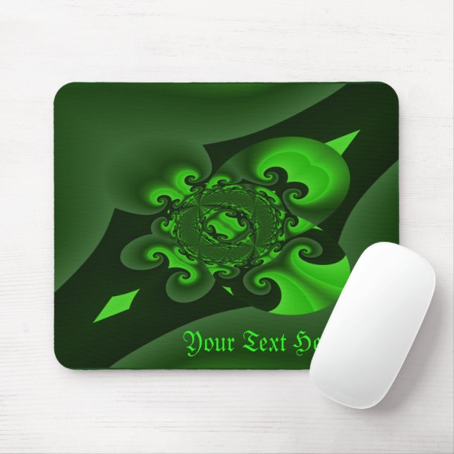 Mousepad Placa De Mouse De Onda Espiral Verde Escuro E Limã (Com mouse)
